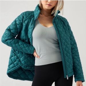 Athleta Whisper Featherless Puffer Jacket Borealis Green Teal Size Large